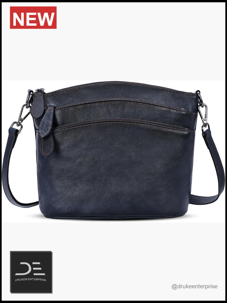 Genuine Leather Multi-Pocket Crossbody Satchel Bag